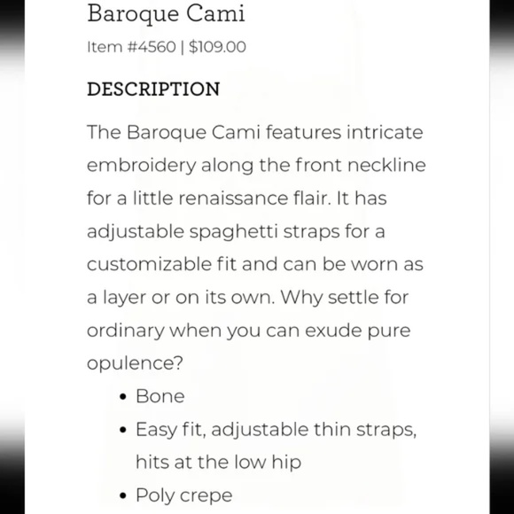 Cabi - Baroque Cami in Bone - Picture 8 of 8